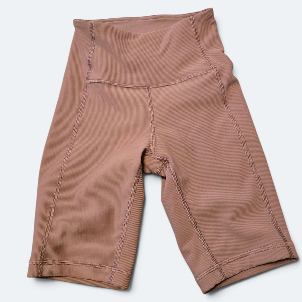 Lululemon Ribbed Invigorate High Rise Biker Shorts Mauve Brown Size 0